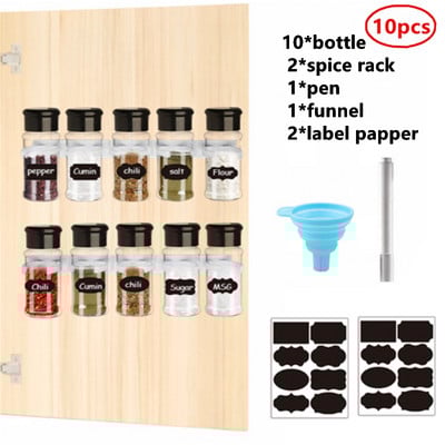 5/20 vnt Stiklainis prieskonių pipirų ir druskos purtyklėms Be BPA plastikinių prieskonių indelių Prieskonių organizatorius 100 ml Prieskonių indelių stovo virtuvės laikiklis