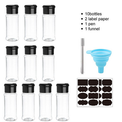 5/20 vnt Stiklainis prieskonių pipirų ir druskos purtyklėms Be BPA plastikinių prieskonių indelių Prieskonių organizatorius 100 ml Prieskonių indelių stovo virtuvės laikiklis