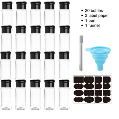 5/20 vnt Stiklainis prieskonių pipirų ir druskos purtyklėms Be BPA plastikinių prieskonių indelių Prieskonių organizatorius 100 ml Prieskonių indelių stovo virtuvės laikiklis