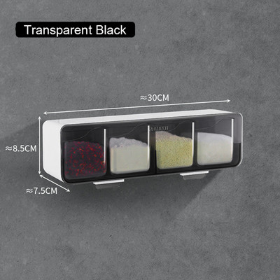 Konyhai falra szerelhető fűszerszervező állvány Só-bors shakerek Fűszerüvegek Fűszertartó edény kanálokkal Fűszerszervező eszköz