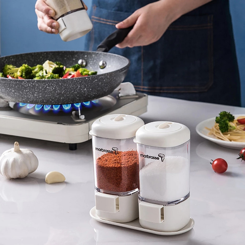 Presă de dozare de uz casnic Rezervor de stropire cu sare Control artefacte de bucătărie Cutie limitată de sare Cutie de condimente