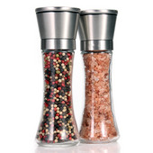 Leeseph 18/8 csiszolt rozsdamentes acél paprika- és sódaráló, 6 oz üveg magas test, 5 fokozatú állítható kerámia rotor