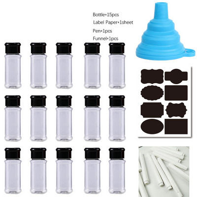 5-20 buc borcane din plastic de 100 ml pentru condimente Set de agitatoare de sare și piper Set borcan de condimente pentru grătar Cutie de piper Sticla de condimente Gadget de bucătărie