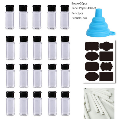 5-20 buc borcane din plastic de 100 ml pentru condimente Set de agitatoare de sare și piper Set borcan de condimente pentru grătar Cutie de piper Sticla de condimente Gadget de bucătărie