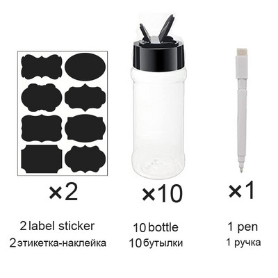 3,5 uncijos skaidraus plastiko prieskonių stiklainiai su purtyklės dangteliais, etiketėmis, prieskonių buteliuko prieskonių indeliai, skirti žolelių milteliams, druskai ir pipirams