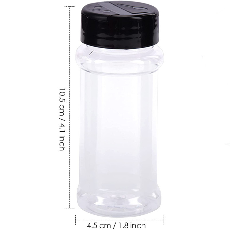 3,5 uncijos skaidraus plastiko prieskonių stiklainiai su purtyklės dangteliais, etiketėmis, prieskonių buteliuko prieskonių indeliai, skirti žolelių milteliams, druskai ir pipirams