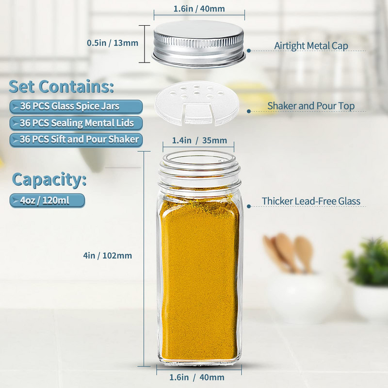 Borcane pentru condimente 12 buc. Organizator de bucătărie Raft pentru condimente Set de vase de condimente Sare și piper Instrumente pentru condimente Sticle Seturi de gadgeturi de bucătărie