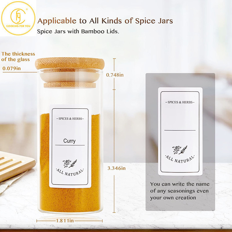 6 vnt 4 uncijų stikliniai prieskonių laikymo stiklainiai su bambuko dangteliu Virtuvinė druskos plaktuvas pipirų prieskonių laikymo talpykla Žolelių prieskonių įrankiai