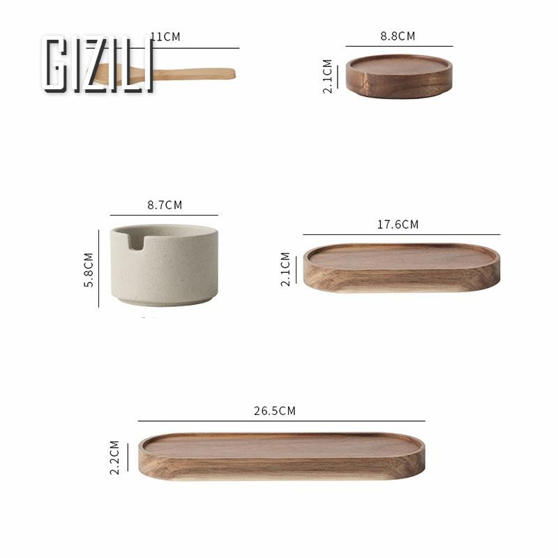 Borcan de condiment din ceramică de bucătărie cu capac din lemn și lingură sare piper sticle de depozitare organizare recipient pentru mâncare accesorii de bucătărie