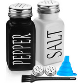 6 tk soola ja pipra loksuti komplekt Vintage klaasist mustvalged purgid roostevabast terasest kaanega maitseaine dosaatori pudelid köögis