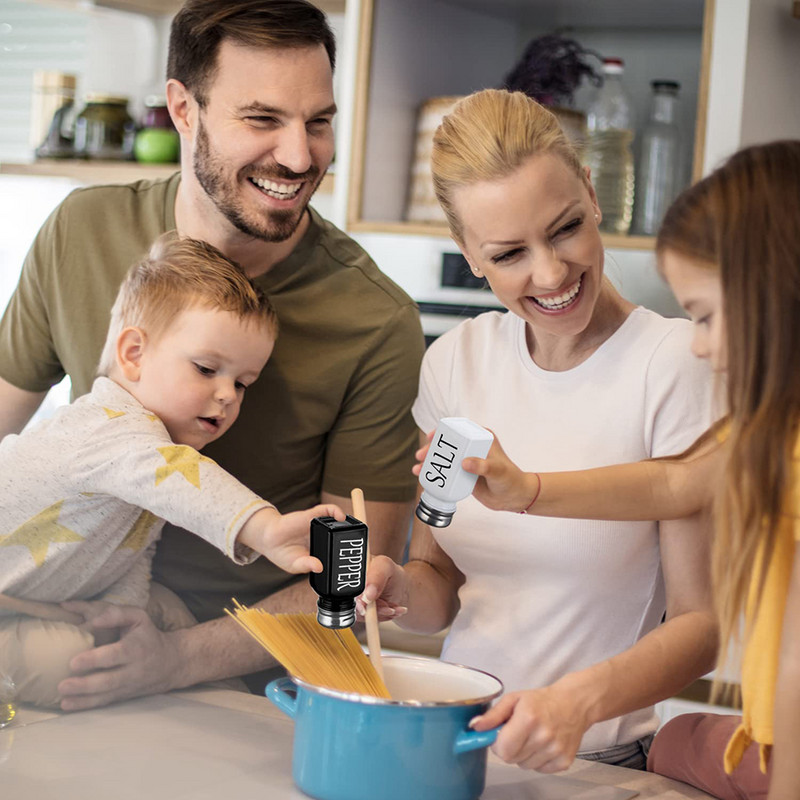6 tk soola ja pipra loksuti komplekt Vintage klaasist mustvalged purgid roostevabast terasest kaanega maitseaine dosaatori pudelid köögis