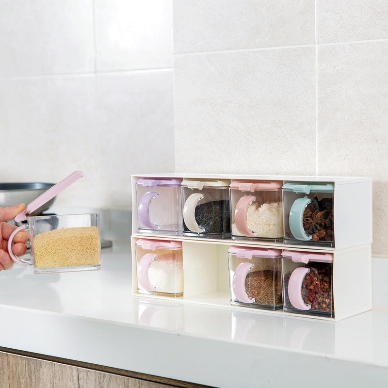 Cutie de condimente Borcane Raft pentru condimente Recipient pentru sare și piper Borcane pentru condimente de bucătărie Cutii pentru piagă Sticle pentru condimente Oală pentru grătar