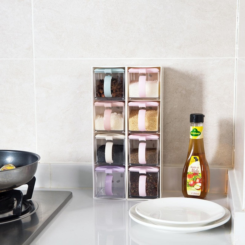 Cutie de condimente Borcane Raft pentru condimente Recipient pentru sare și piper Borcane pentru condimente de bucătărie Cutii pentru piagă Sticle pentru condimente Oală pentru grătar
