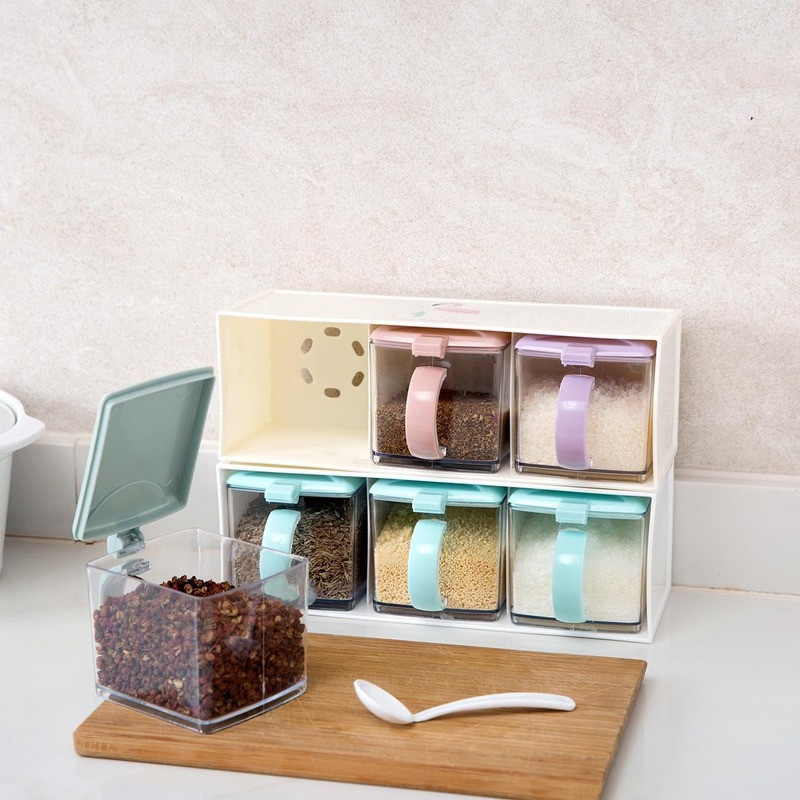 Cutie de condimente Borcane Raft pentru condimente Recipient pentru sare și piper Borcane pentru condimente de bucătărie Cutii pentru piagă Sticle pentru condimente Oală pentru grătar
