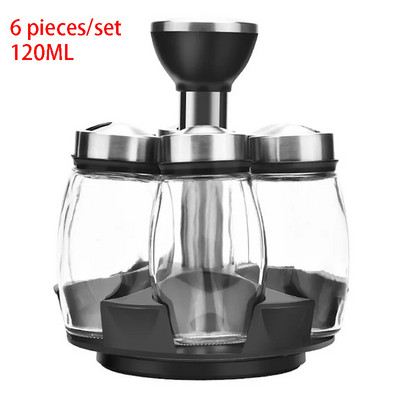 Set borcane de condimente Raft Organizator din sticlă Sticle rotative condimente pentru zahăr și piper Suport pentru sare Suport de depozitare pentru bucătărie