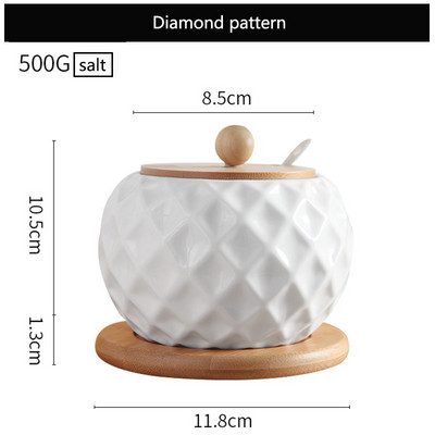 Keramičke staklenke za začine s drvenim poklopcem Solani kuhinjski pribor Organizator bijelih začina Kanister Set žlica Kutija za bijeli šećer