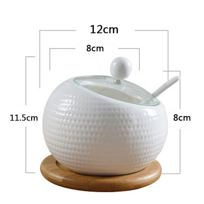 Keramičke staklenke za začine s drvenim poklopcem Solani kuhinjski pribor Organizator bijelih začina Kanister Set žlica Kutija za bijeli šećer