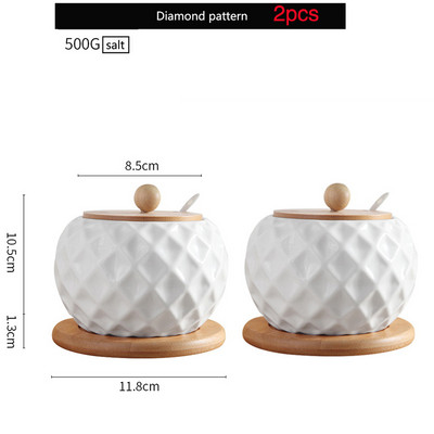 Keramičke staklenke za začine s drvenim poklopcem Solani kuhinjski pribor Organizator bijelih začina Kanister Set žlica Kutija za bijeli šećer