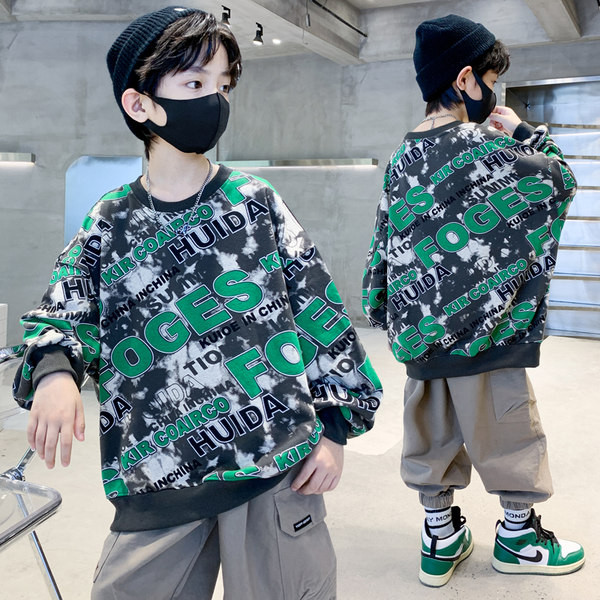 Megztinis su logotipu ilgomis rankovėmis berniukams