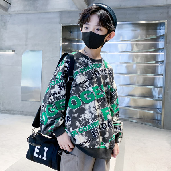 Megztinis su logotipu ilgomis rankovėmis berniukams