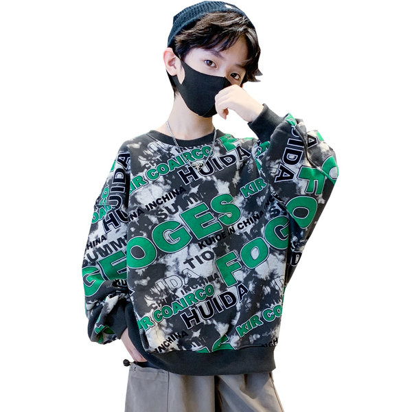 Megztinis su logotipu ilgomis rankovėmis berniukams