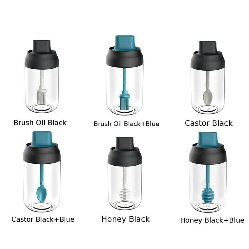 250 ml-es Fűszerüveg kupak Lezárt Cruet Fűszeres Fűszeres tégelyek Fedős Kanál fűszerekhez Borspalackok Sószórók Konyhai tároló