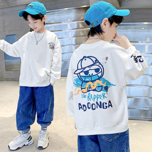 Hanorac loose-fit imprimat cu gâtul turn pentru băieți