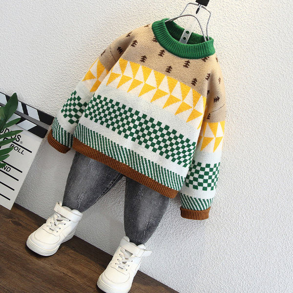 Pulover modern pentru copii cu gât rotund - pentru băieți