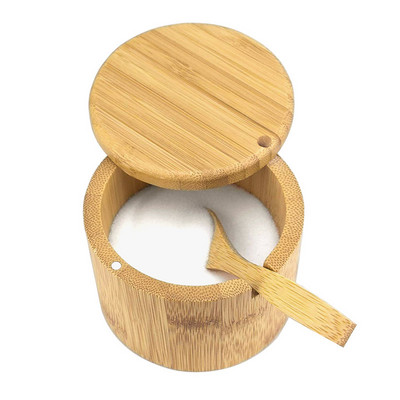 Ustensile de bucatarie Cutie de depozitare din bambus Borcan de condimente Saliera