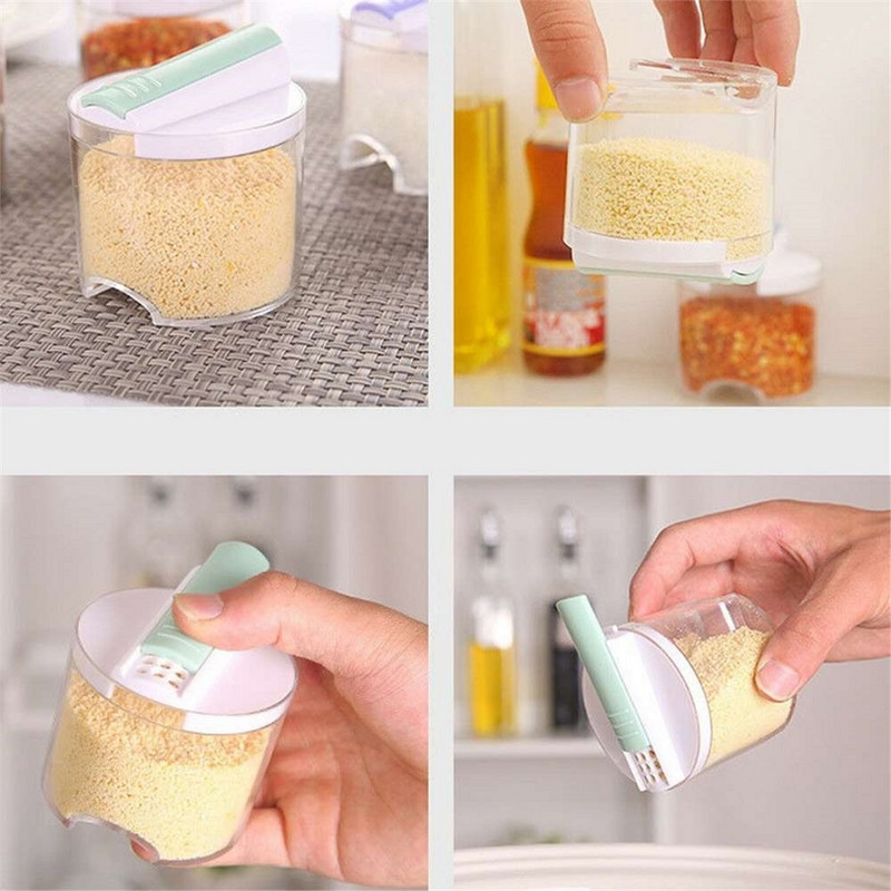 5 vnt / rinkinys Prieskonių stiklainis Virtuvės programėlių rinkiniai Dėžutė Skaidrūs Prieskonių Puodai Laikymas Talpykla Priedai Druska Pipirai Aštrūs kmynų milteliai