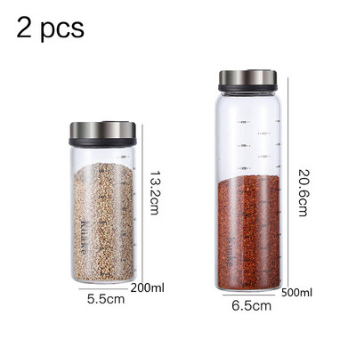 Set de sticle de condimente sigilate, model cu mai multe găuri, borcan de condimente de sticlă, sare de bucătărie, accesorii de bucătărie rezistente la umiditate