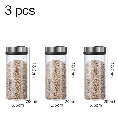 Set de sticle de condimente sigilate, model cu mai multe găuri, borcan de condimente de sticlă, sare de bucătărie, accesorii de bucătărie rezistente la umiditate