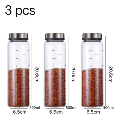 Set de sticle de condimente sigilate, model cu mai multe găuri, borcan de condimente de sticlă, sare de bucătărie, accesorii de bucătărie rezistente la umiditate