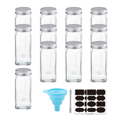 8/10/12 vnt Žolelių stiklainis Stikliniai prieskonių stiklainiai pagardų buteliukas Prieskonių organizatorius Druskos ir pipirų virtuvės prieskonių prieskonių organizatorius Žolelių stiklainis