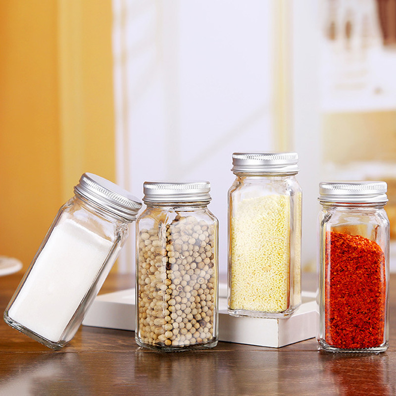 8/10/12 vnt Žolelių stiklainis Stikliniai prieskonių stiklainiai pagardų buteliukas Prieskonių organizatorius Druskos ir pipirų virtuvės prieskonių prieskonių organizatorius Žolelių stiklainis