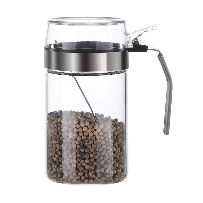 YOMDID fűszerező edény üveges fűszer tároló doboz só bors cukor ízesítő tartály PP fedéllel konyhai kellékek