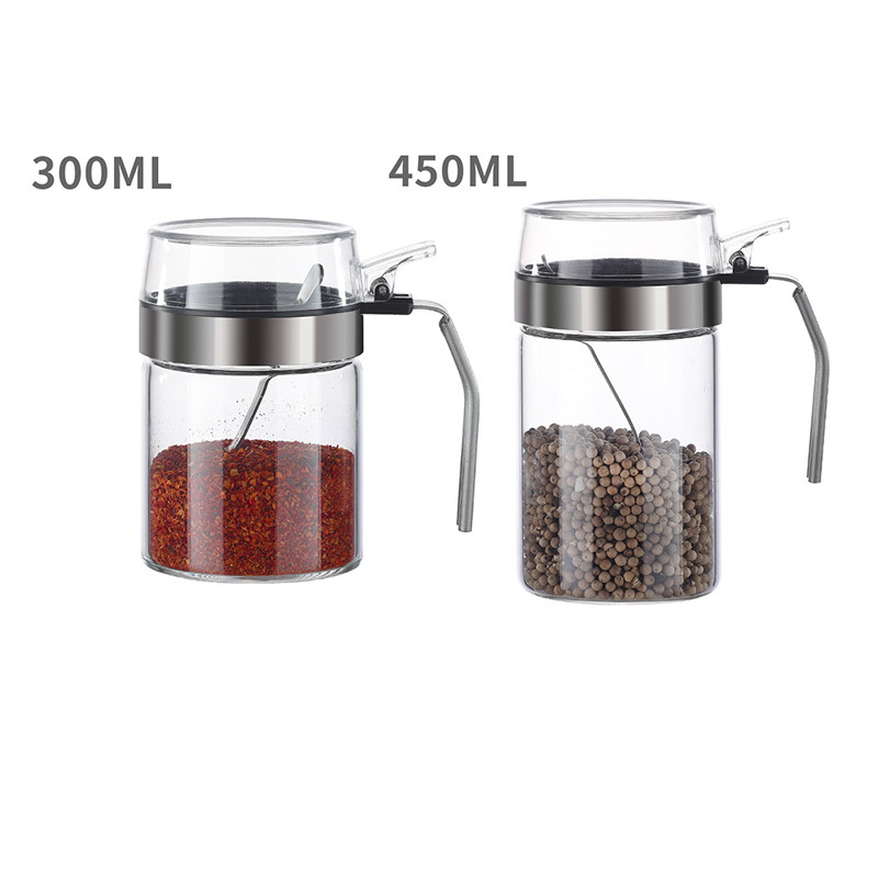 YOMDID fűszerező edény üveges fűszer tároló doboz só bors cukor ízesítő tartály PP fedéllel konyhai kellékek