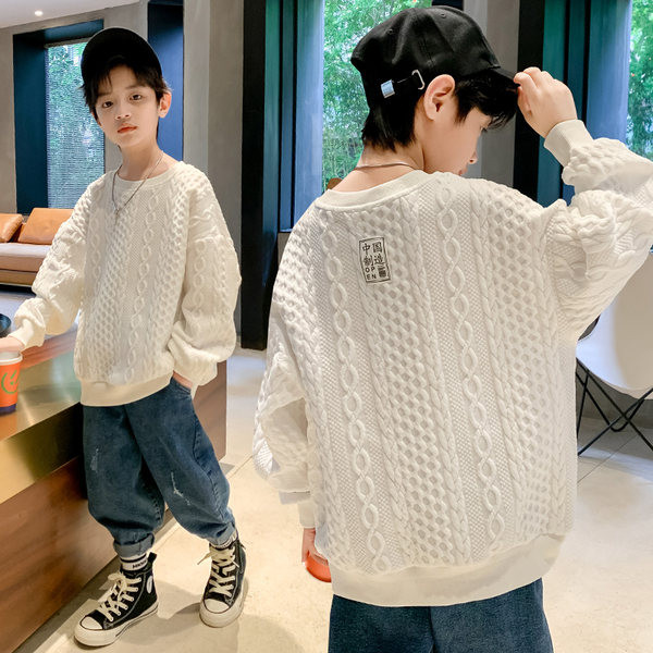 Bluza za dječake s ukrasnim pletivom i O izrezom