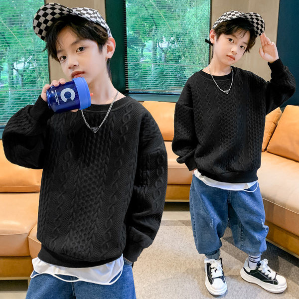 Bluza za dječake s ukrasnim pletivom i O izrezom