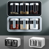 Prie sienos montuojamas prieskonių stovas, cukraus dubenėlis, druskos plaktuvas, prieskonių talpykla virtuvės reikmenų laikymo rinkinys, prieskonių dėžutė