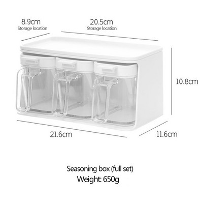 Prie sienos montuojamas prieskonių stovas, cukraus dubenėlis, druskos plaktuvas, prieskonių talpykla virtuvės reikmenų laikymo rinkinys, prieskonių dėžutė