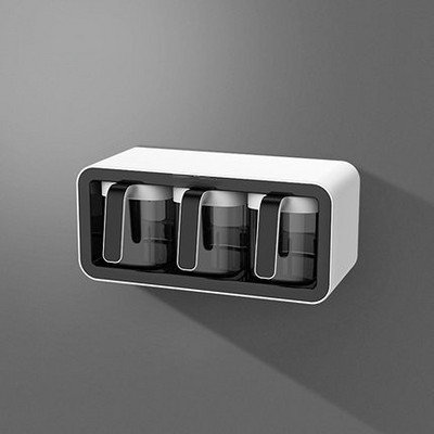 Prie sienos montuojamas prieskonių stovas, cukraus dubenėlis, druskos plaktuvas, prieskonių talpykla virtuvės reikmenų laikymo rinkinys, prieskonių dėžutė