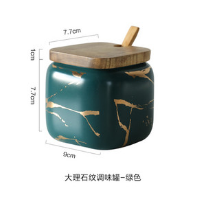 Mat mramorni uzorak Keramičke kuhinjske staklenke za začine Set uljarica Drveni poklopac Solanka Staklenke za začine Set kuhinjskih polica za pohranu začina