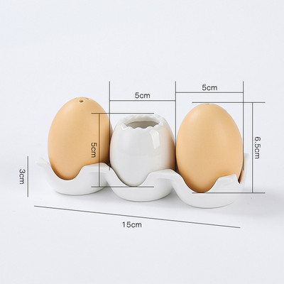 Sticla creativă de piper în formă de ou Set de sticle de condimente din ceramică cu tavă Cutie pentru scobitori Sare de bucătărie Bol pentru zahăr Instrument de condiment pentru acasă