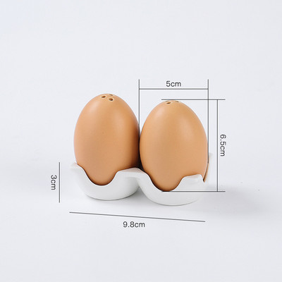 Sticla creativă de piper în formă de ou Set de sticle de condimente din ceramică cu tavă Cutie pentru scobitori Sare de bucătărie Bol pentru zahăr Instrument de condiment pentru acasă
