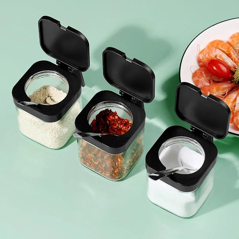 Cutie de condimente Combinație Borcan de condimente Sticlă Salină MSG Menaj Bucătărie Cutie de depozitare Cereale uscate Rezervor Sticle de ulei Set gadget