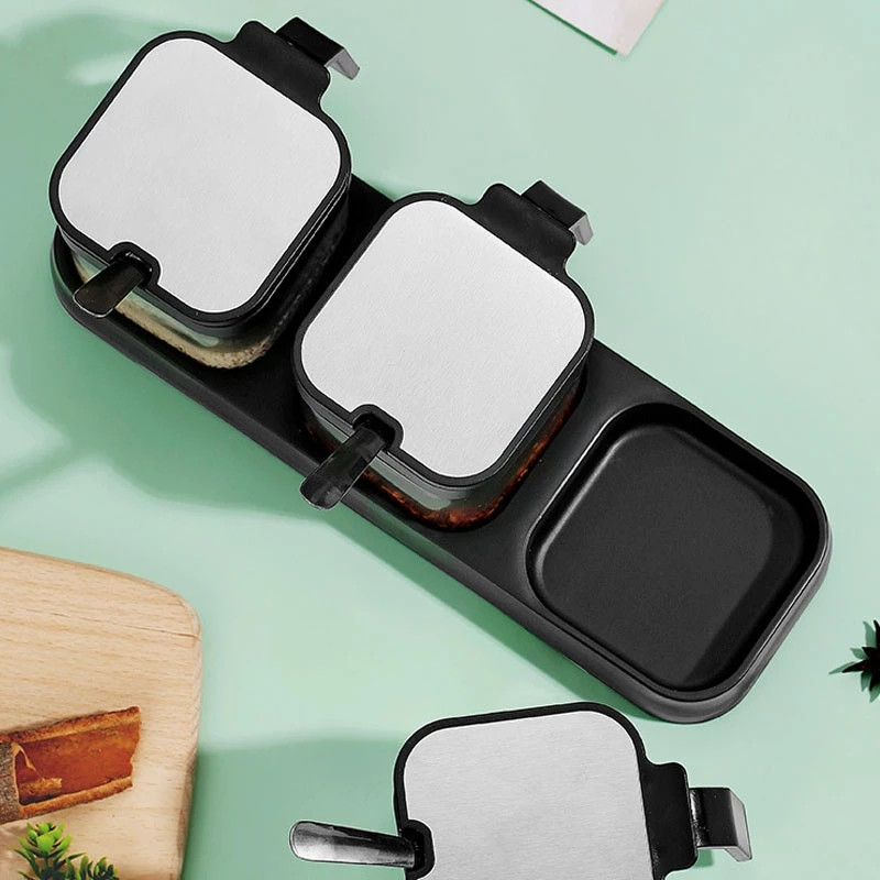 Cutie de condimente Combinație Borcan de condimente Sticlă Salină MSG Menaj Bucătărie Cutie de depozitare Cereale uscate Rezervor Sticle de ulei Set gadget