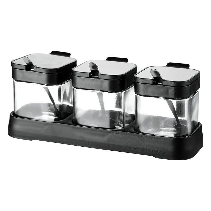 Cutie de condimente Combinație Borcan de condimente Sticlă Salină MSG Menaj Bucătărie Cutie de depozitare Cereale uscate Rezervor Sticle de ulei Set gadget