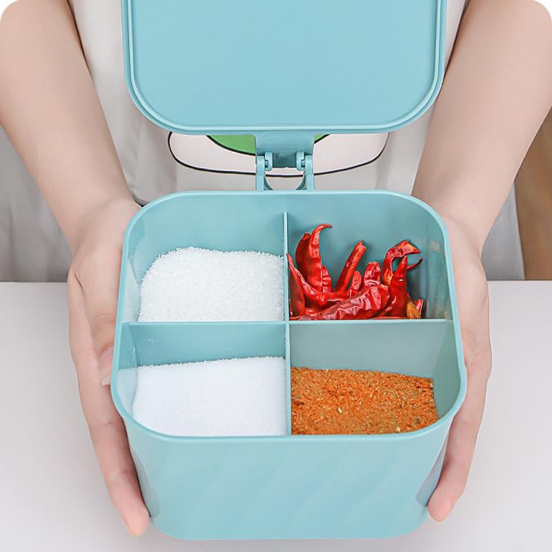 Cutie de condimente de bucătărie 4 în 1 Sare Piper Suport pentru condimente Borcane Bol de zahăr Seturi de dispozitive Cutie pentru condimente Unelte de gătit Organizator de obiecte de bucătărie