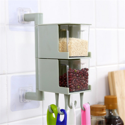 Konyhai rendszerező tároló doboz Fűszeres tégely flakon falra akasztható fűszertartó forgatható cukorsó fűszertartó edény konyhai eszköz